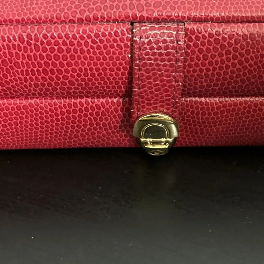 Vintage WOLF DESIGNS Red Lizard Leather Travel Jewelry Watch Case Organizer